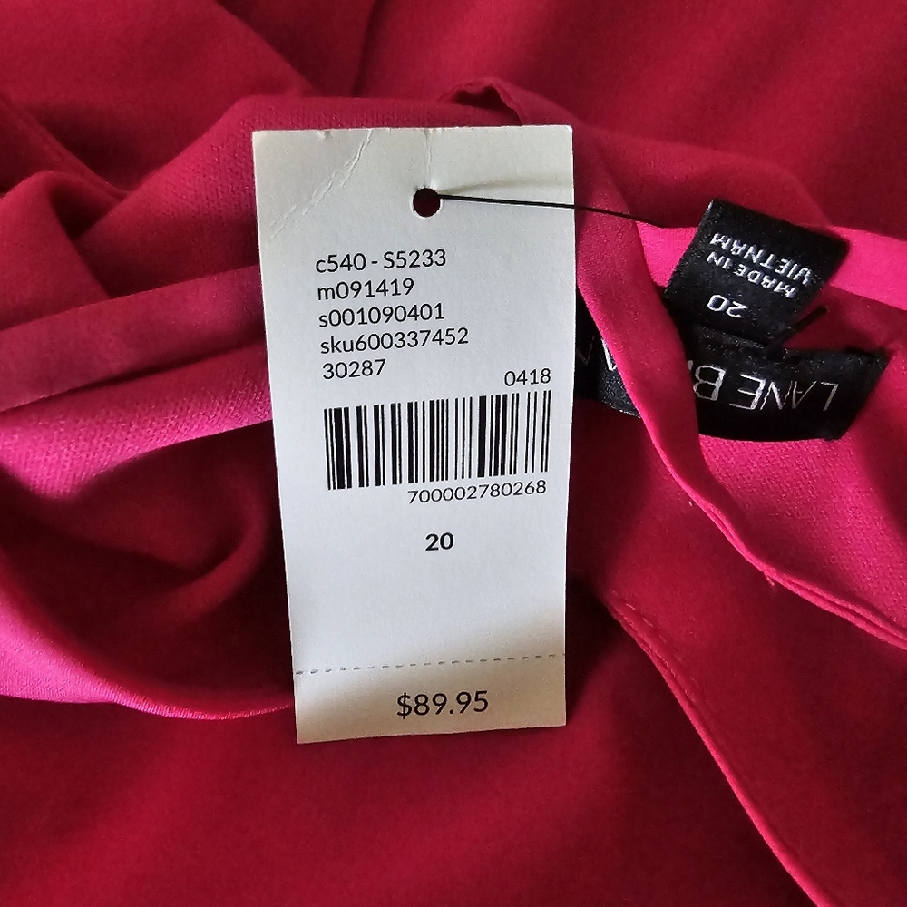 Lane Bryant cold shoulder dress sz 20 pink shark bite hem tie belt NWT - Picture 15 of 15